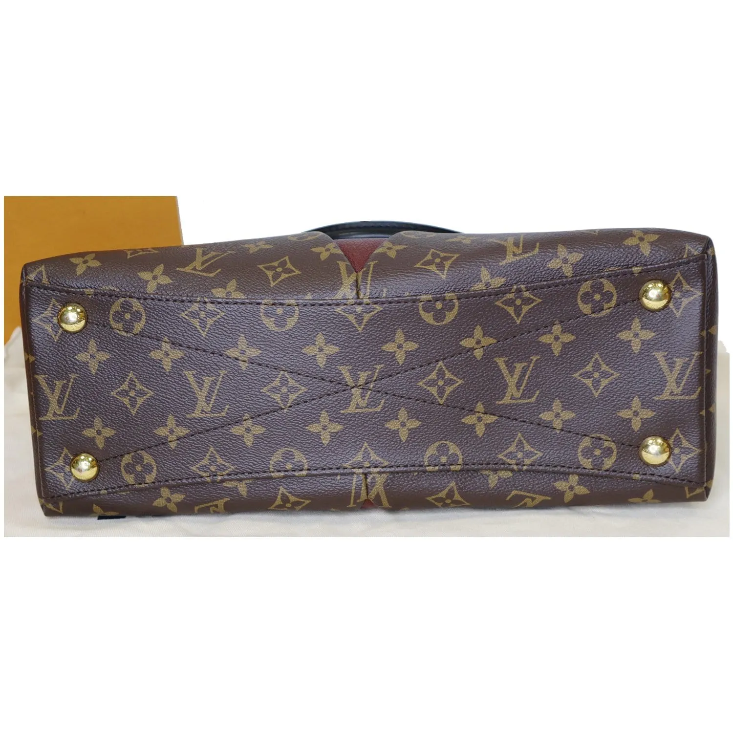 LOUIS VUITTON V MM Monogram Canvas Tote Shoulder Bag Bordeaux