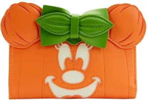 LOUNGEFLY DISNEY: GLOW FACE PUMPKIN MINNIE FLAP WALLET