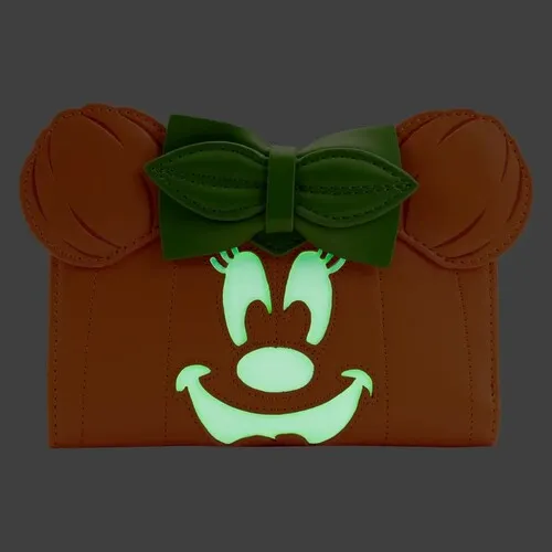 LOUNGEFLY DISNEY: GLOW FACE PUMPKIN MINNIE FLAP WALLET