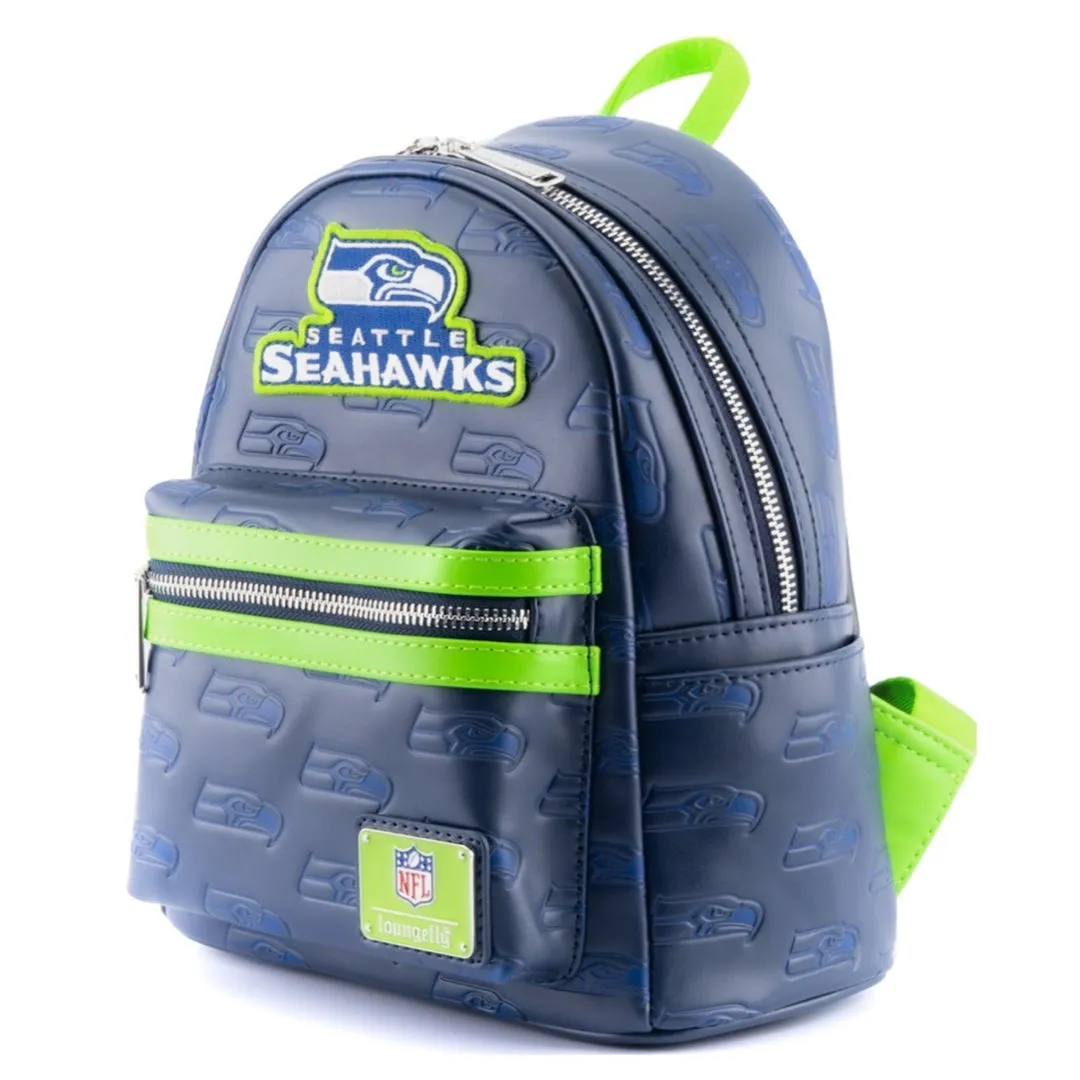 Loungefly NFL Seattle Seahawks Logo AOP Mini Backpack