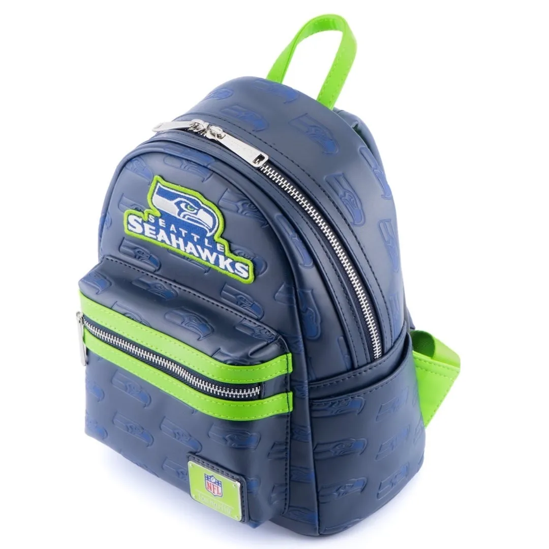 Loungefly NFL Seattle Seahawks Logo AOP Mini Backpack
