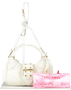 LUIZA BARCELOS Off White Leather Baguette Bag
