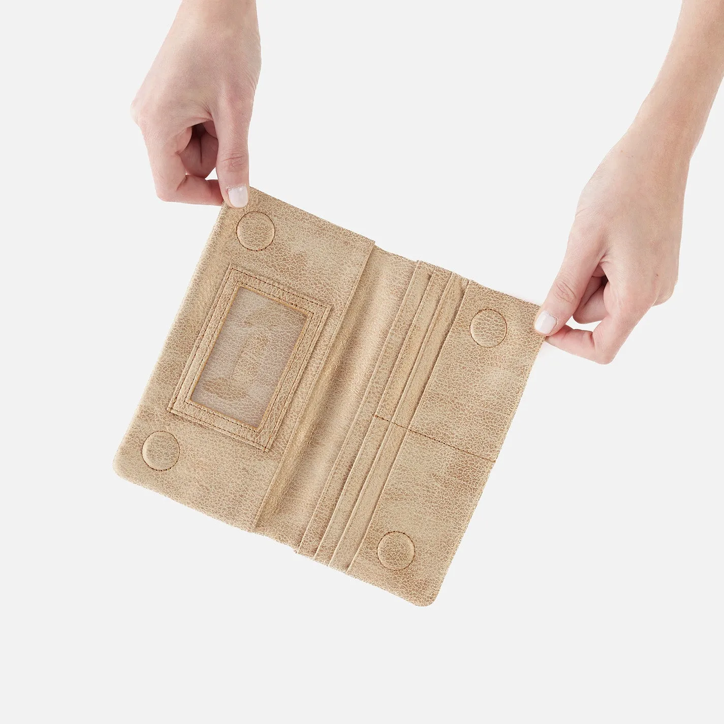 Lumen Continental Wallet In Metallic Leather - Gold Leaf