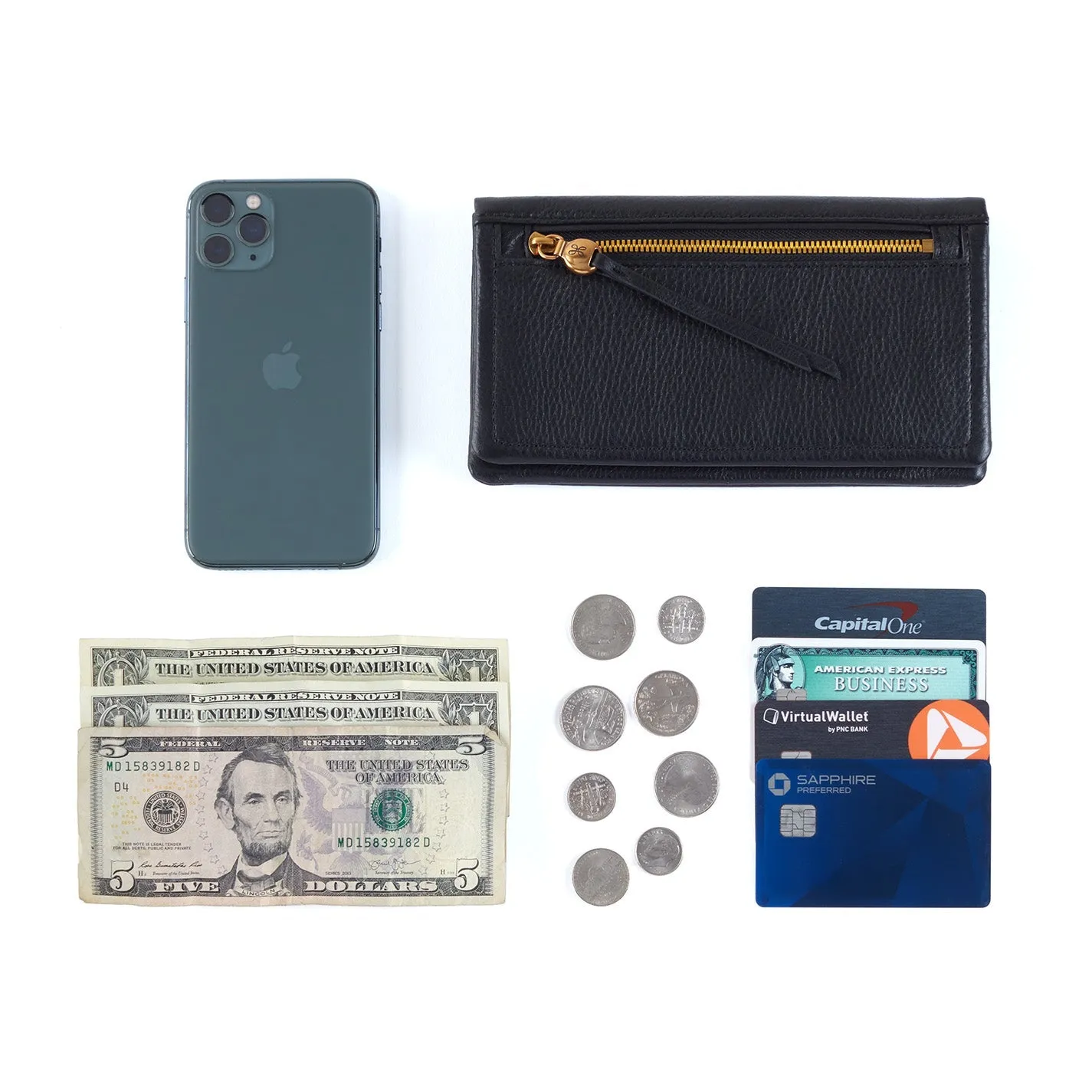Lumen Continental Wallet In Metallic Leather - Gold Leaf