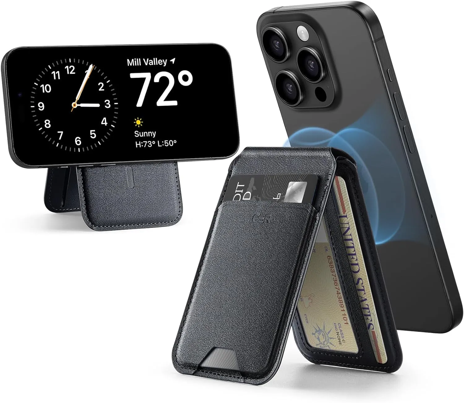 Magnetic MagSafe wallet for iPhone Wallet with adjustable bracket