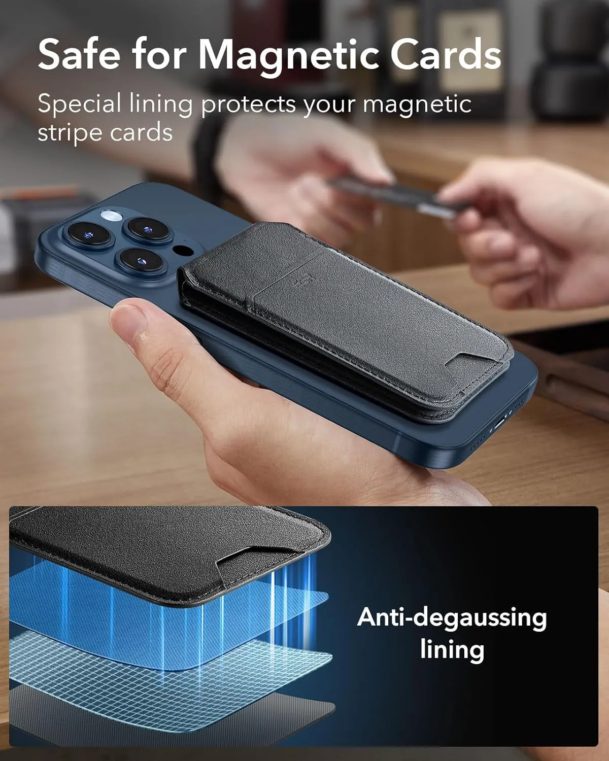 Magnetic MagSafe wallet for iPhone Wallet with adjustable bracket