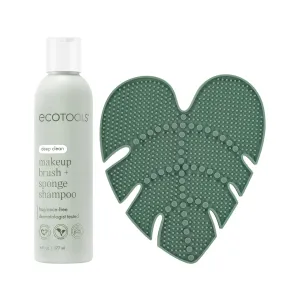 Makeup Brush Cleansing Pad   Deep Clean Shampoo Bundle, Brush Cleaner Mat & Makeup Brush Cleanser for Deep Cleaning Tools, Clean Formula, Cruelty-Free, & Vegan, 2 Piece Set