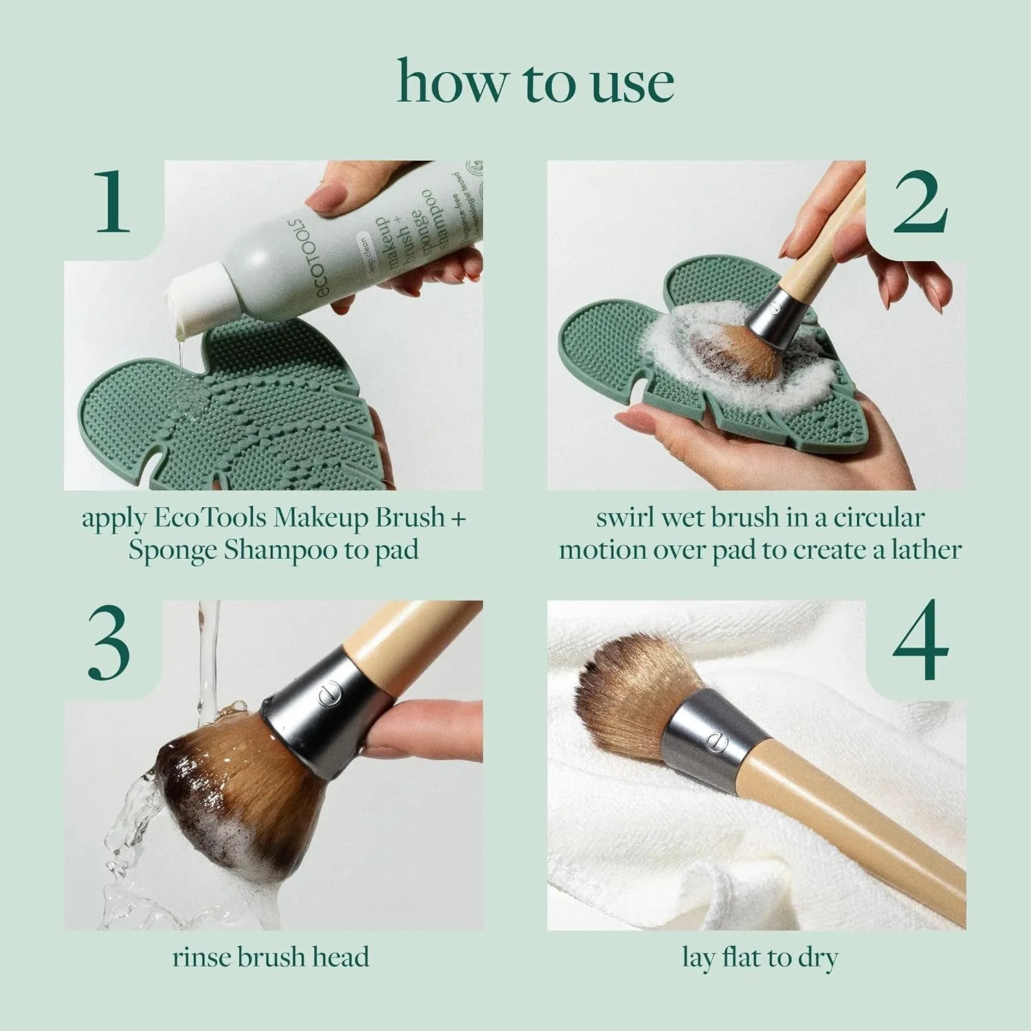 Makeup Brush Cleansing Pad   Deep Clean Shampoo Bundle, Brush Cleaner Mat & Makeup Brush Cleanser for Deep Cleaning Tools, Clean Formula, Cruelty-Free, & Vegan, 2 Piece Set