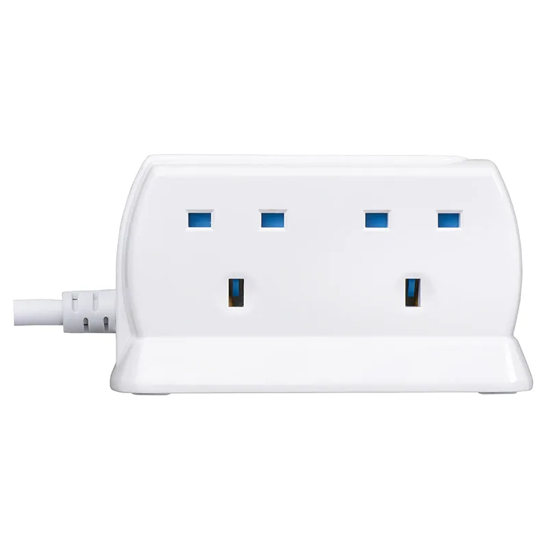 Masterplug SRGDSU42PW 4 Socket 2m 13A   2x3.1A USB Switched Surge Compact Extension Lead Gloss White