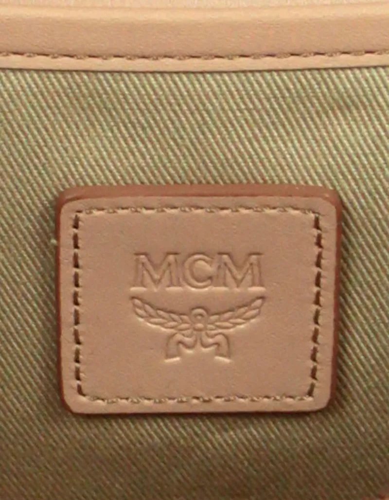 MCM Champagne Metallic Visetos Patricia Wallet On Chain Crossbody Bag