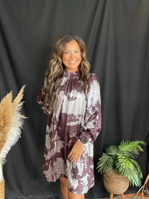 Metallic High Neck Dress
