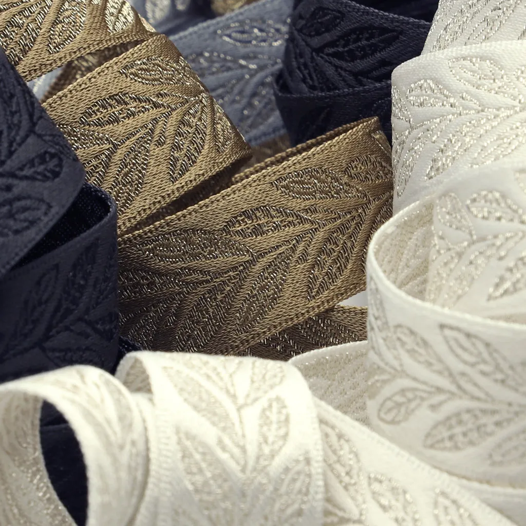 Metallic Jacquard Ribbon #4 Ink Blue & Silver