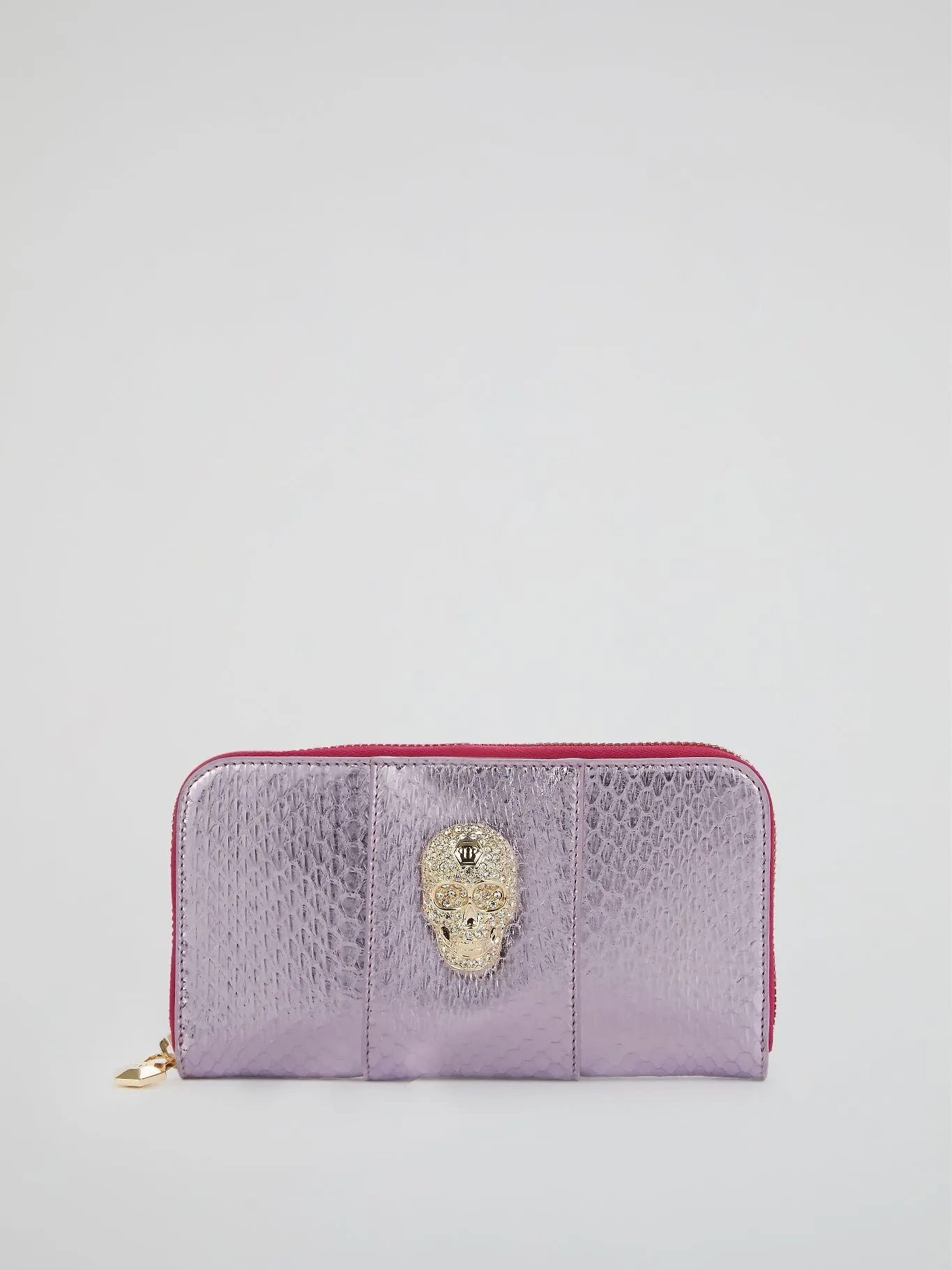Metallic Skull Detail Continental Wallet