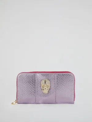 Metallic Skull Detail Continental Wallet