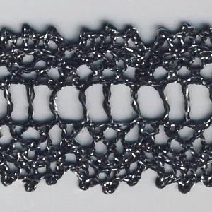 Metallic Torchon Lace #9 Black & Silver