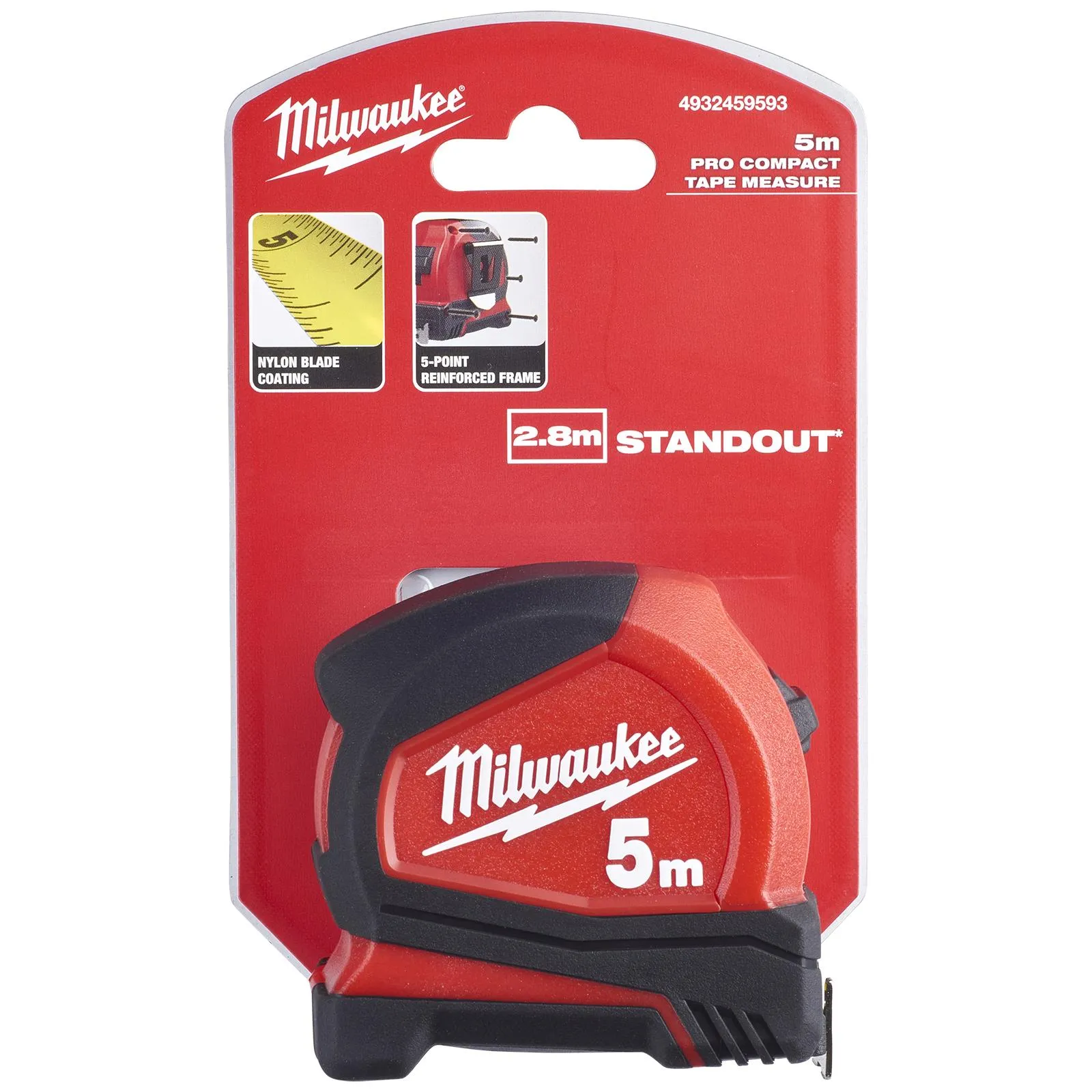Milwaukee Tape Measure 5m Metric Pro Compact Pocket Tape 25mm Blade Width