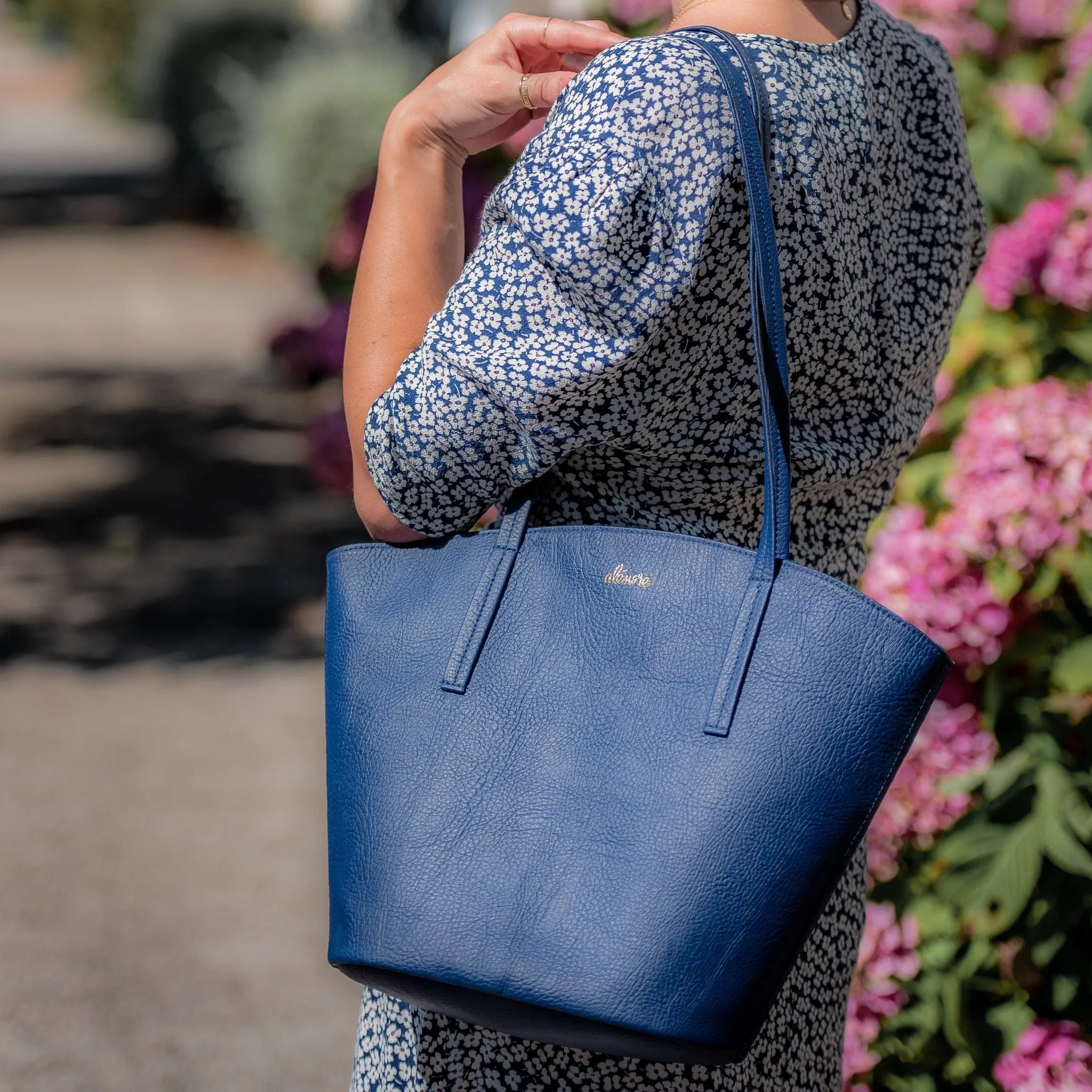 Mimosa Mini Vegan Apple Leather Tote Bag | Navy