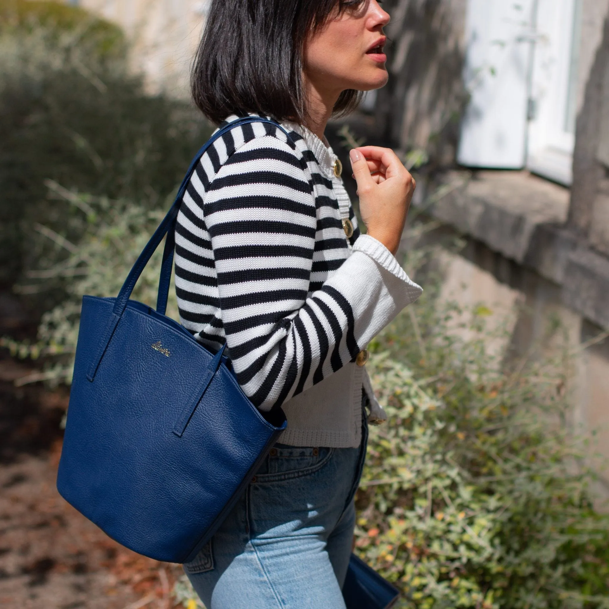 Mimosa Mini Vegan Apple Leather Tote Bag | Navy
