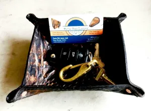 Mother Road Customs Antique Brown Alligator Leather Tray Coin Valet Pocket Dump