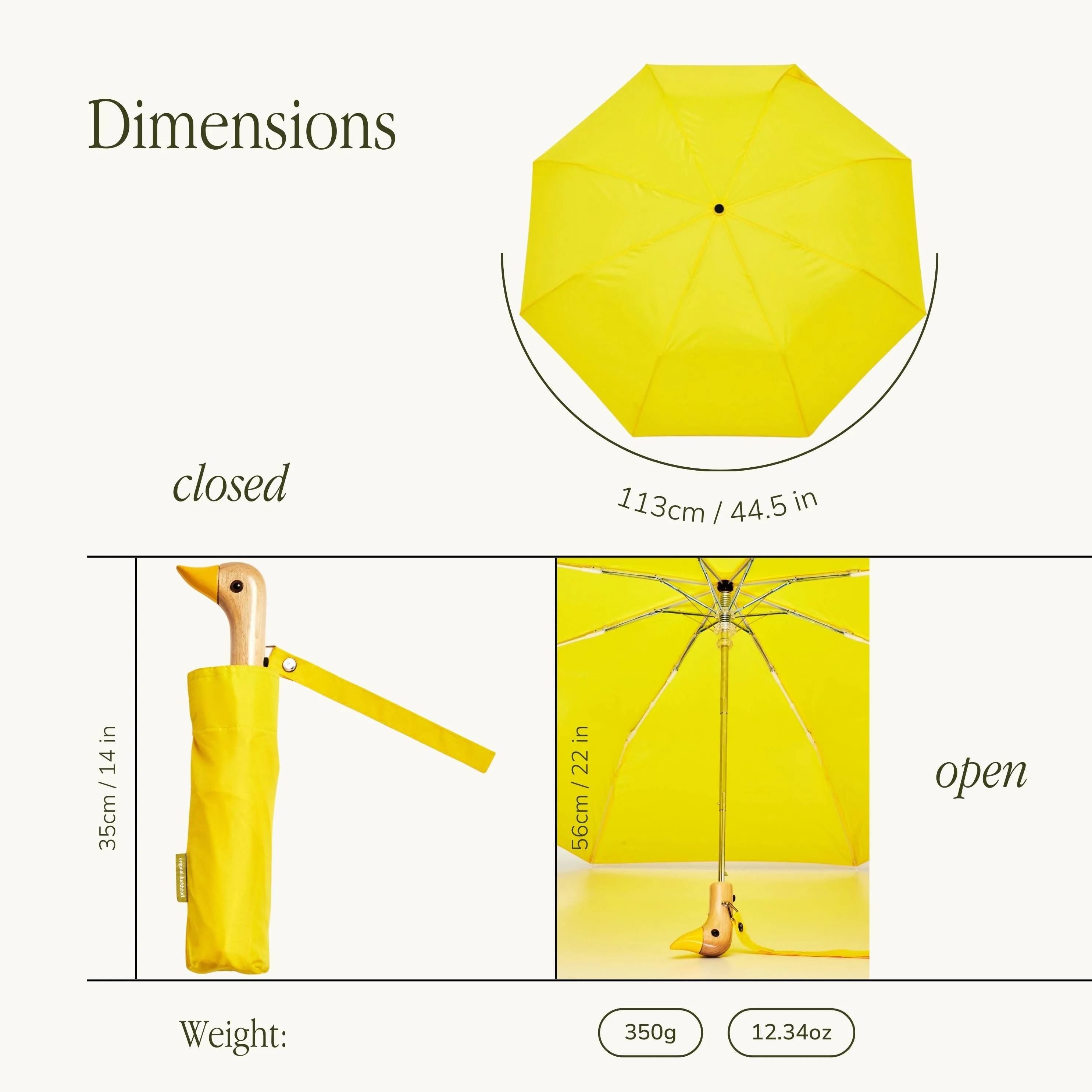 Multipack Solid Colours Compact Duck Umbrellas - 12 pcs