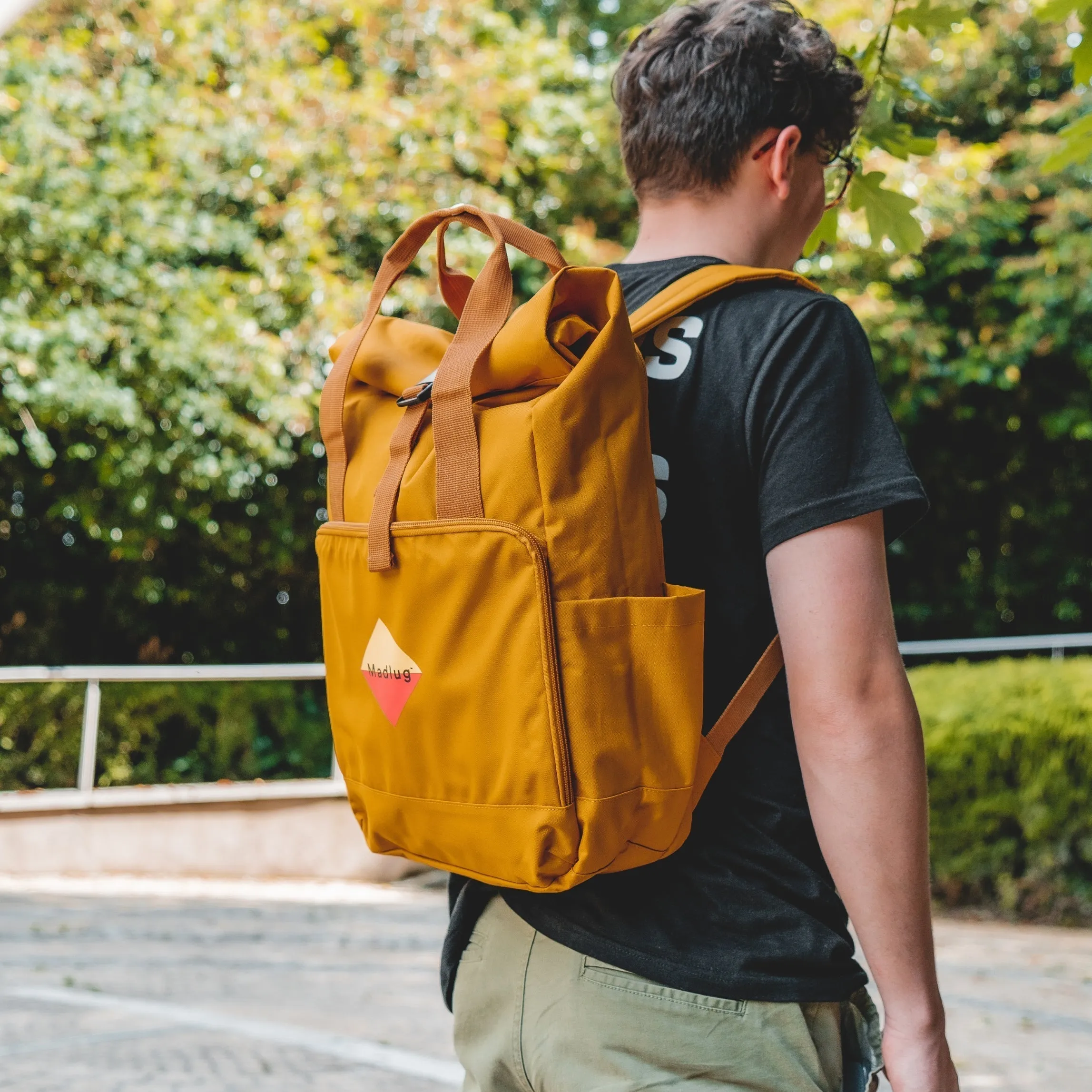 Mustard Laptop Roll-Top Backpack / B-Stock