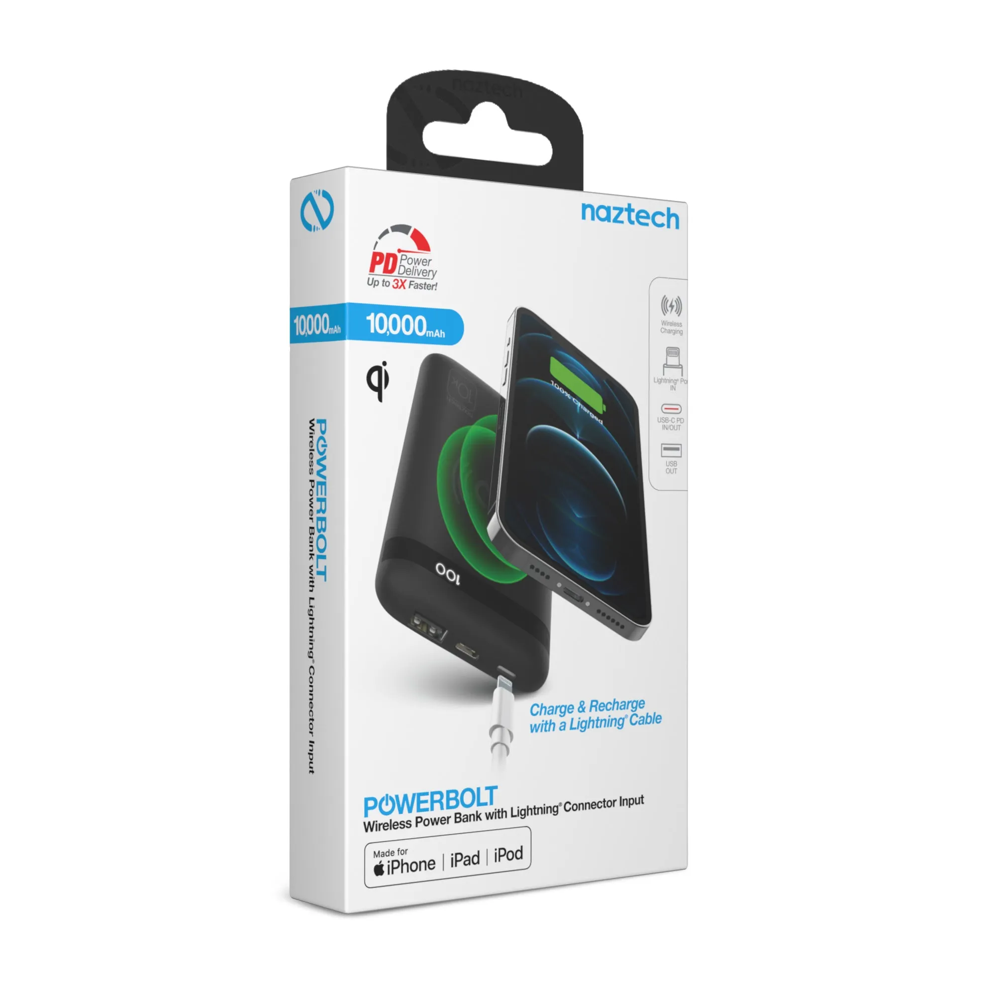 Naztech 10000 MAh MFI Wireless Power Bank