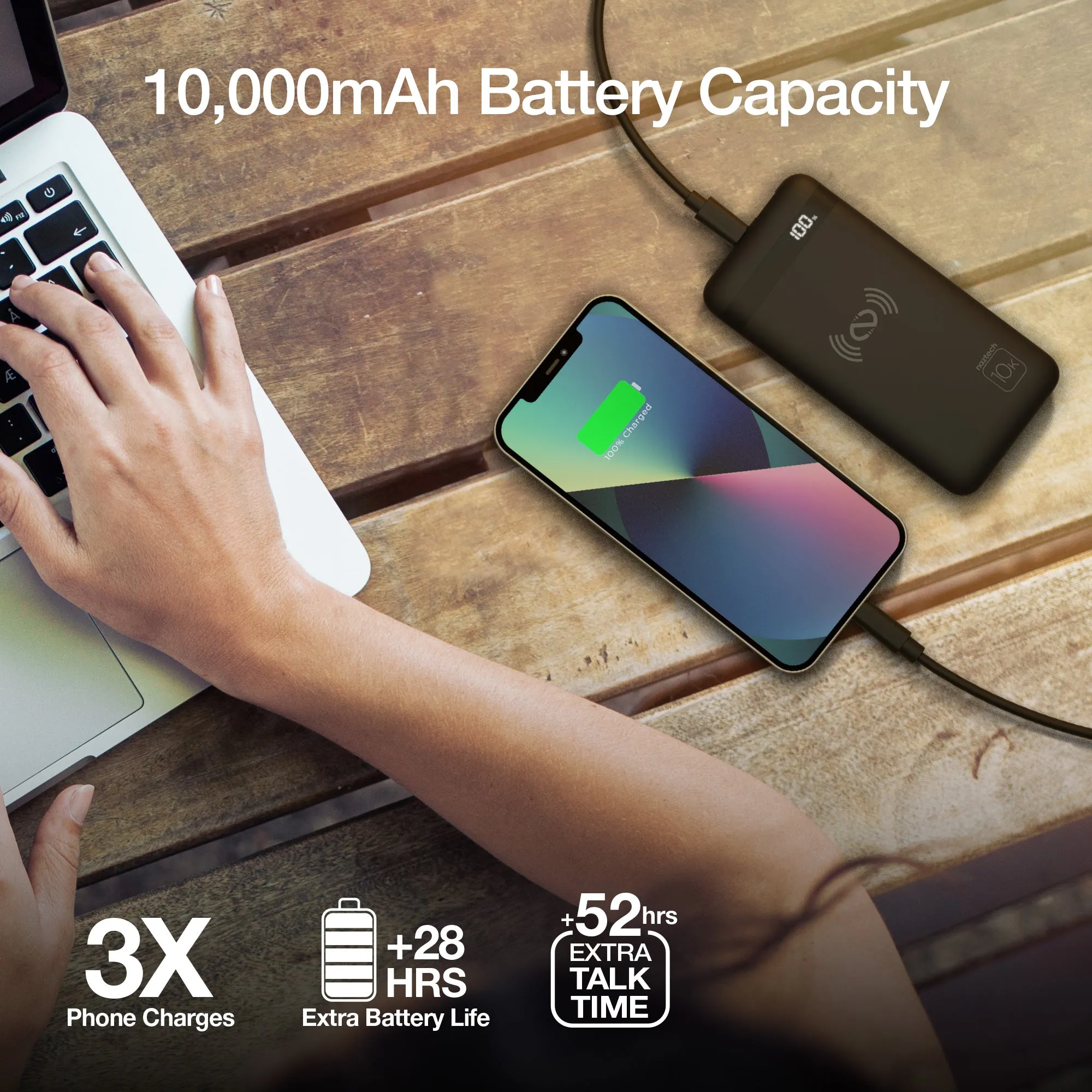 Naztech 10000 MAh MFI Wireless Power Bank