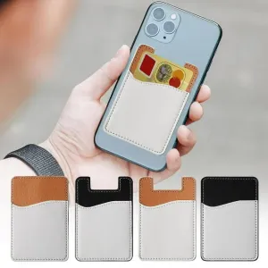 NEW Cell Phone Wallet w/ Sticker Adhesive Back - Credit Card Holder L5S4, Brown & White