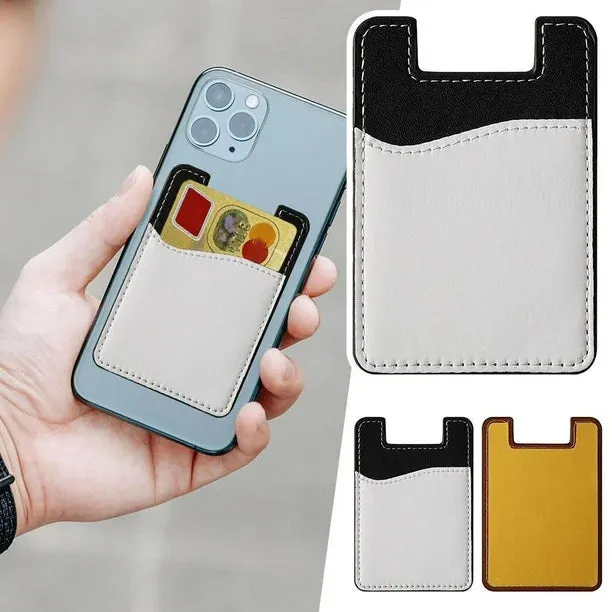 NEW Cell Phone Wallet w/ Sticker Adhesive Back - Credit Card Holder L5S4, Brown & White