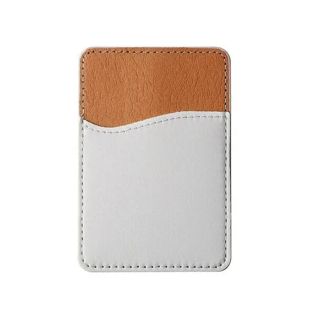 NEW Cell Phone Wallet w/ Sticker Adhesive Back - Credit Card Holder L5S4, Brown & White