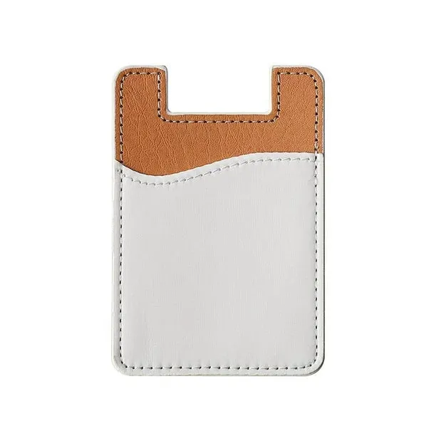 NEW Cell Phone Wallet w/ Sticker Adhesive Back - Credit Card Holder L5S4, Brown & White