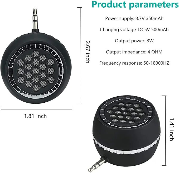 New INTSUN Mini Portable Speaker, 3W Mobile Phone Speaker Line-in Speaker with Clear Bass 3.5mm AUX Interface, Plug and Play for iPhone, Smartphone, IPad, Computer
