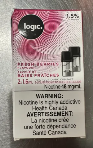 NEW logic. Fresh Berries Flavor - E-Liquid Pods - 1.5% Nicotine
