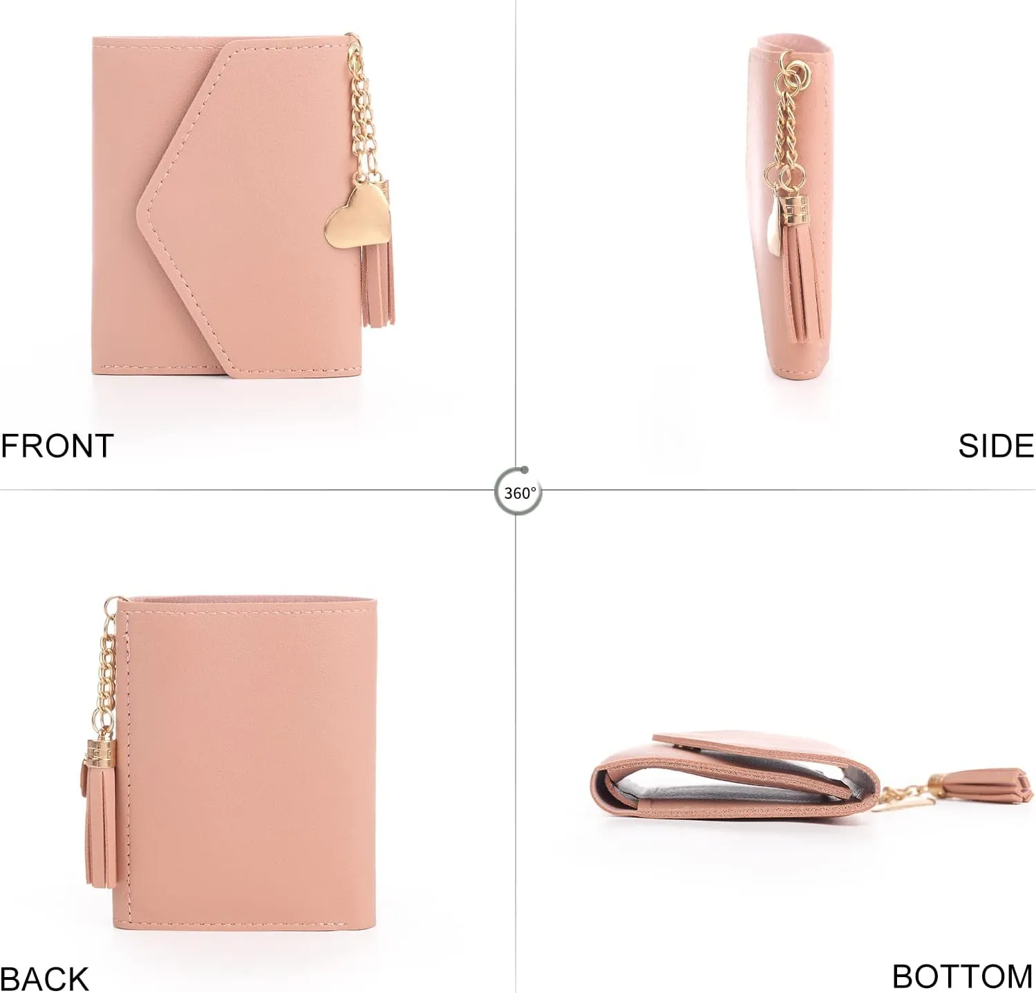 NEW Small Wallet for Women, Ultra Slim Pu Leather Credit Card Holder Clutch Wallets for Women, Pink, one size