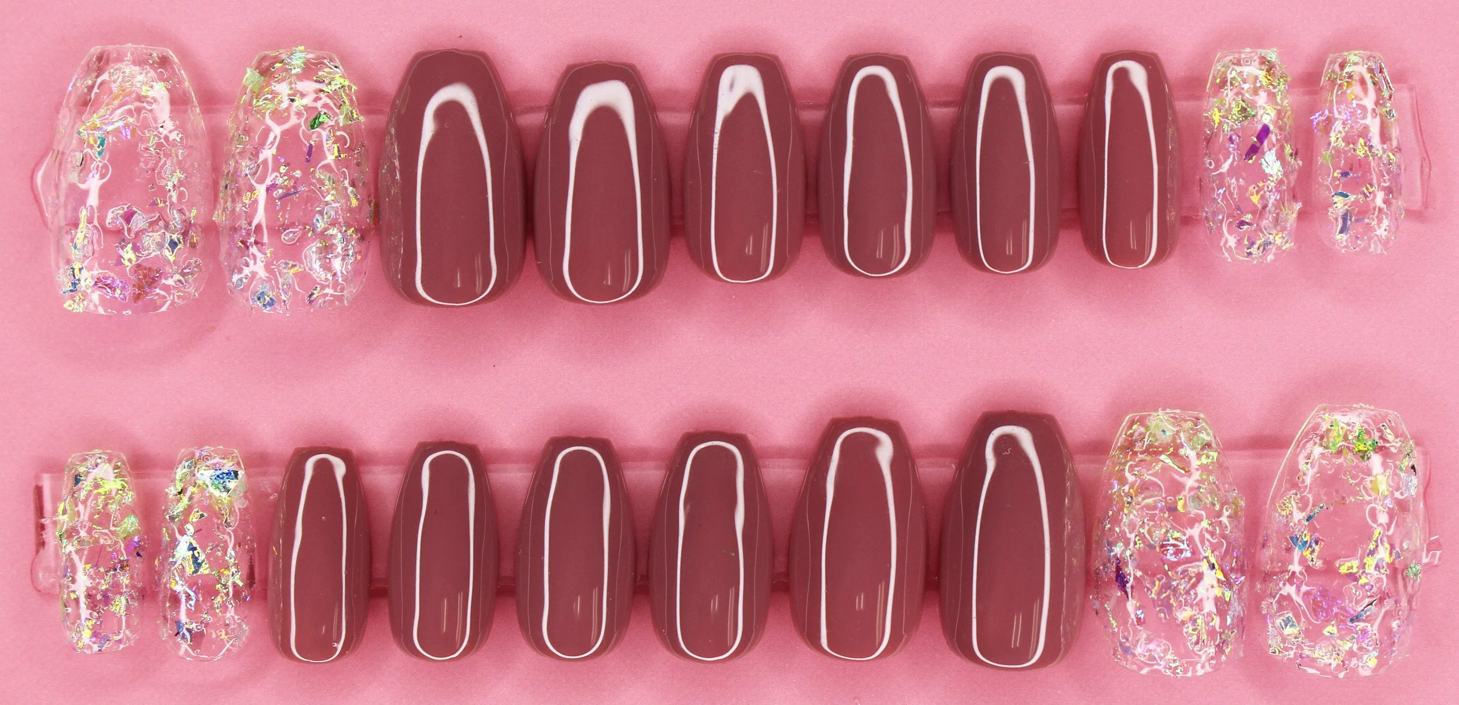 Nude Ice Princess Short Coffin Gloss Press On Nails Long