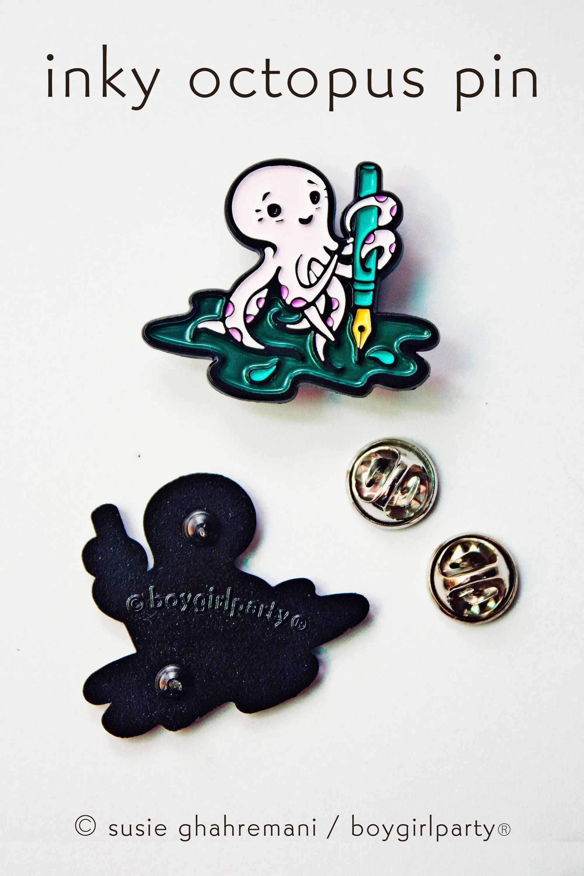 Octopus Ink Enamel Pin by boygirlparty — Fountain Pen Enamel Pin