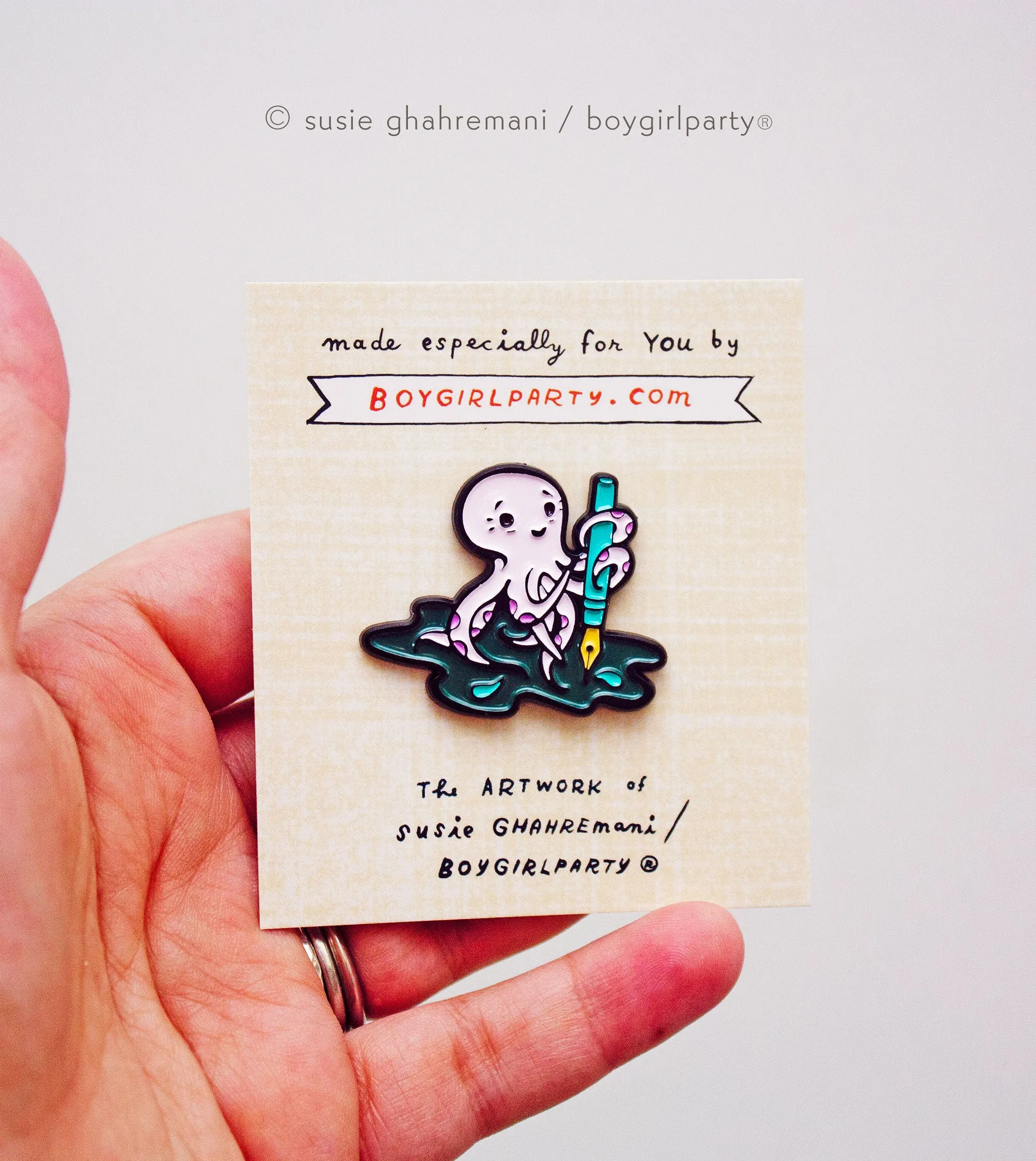 Octopus Ink Enamel Pin by boygirlparty — Fountain Pen Enamel Pin