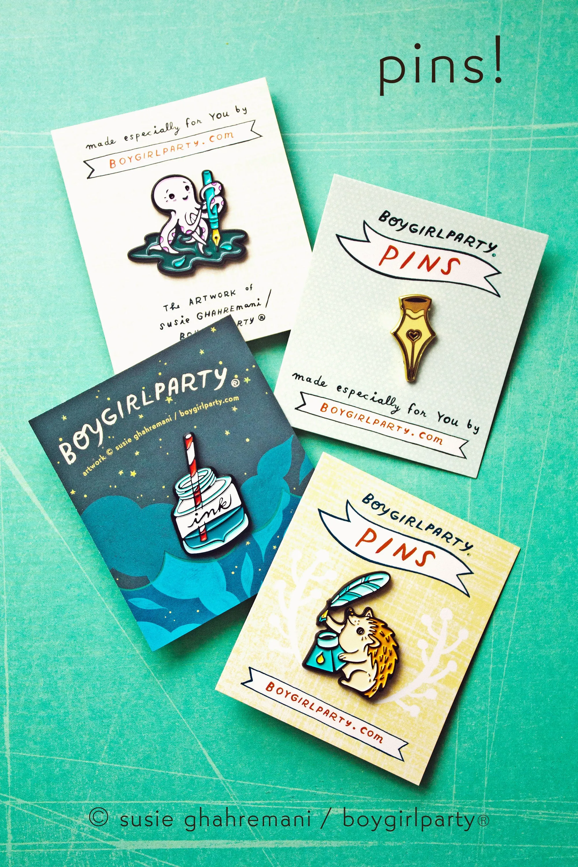 Octopus Ink Enamel Pin by boygirlparty — Fountain Pen Enamel Pin