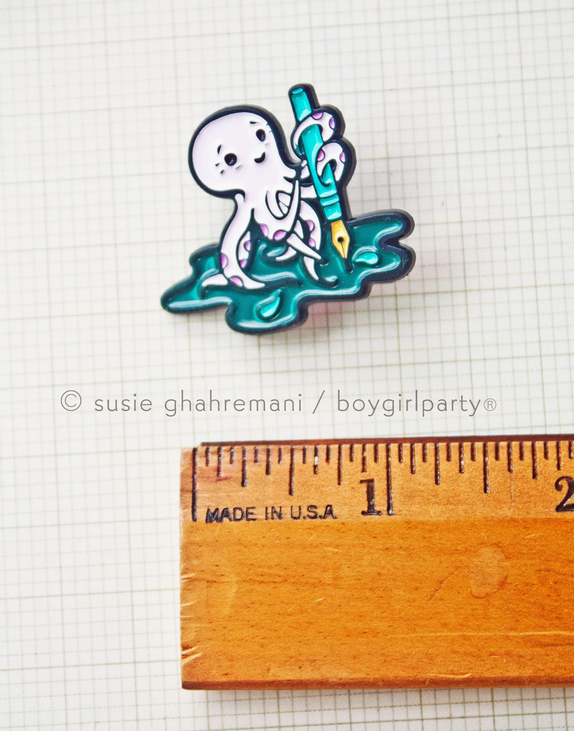 Octopus Ink Enamel Pin by boygirlparty — Fountain Pen Enamel Pin