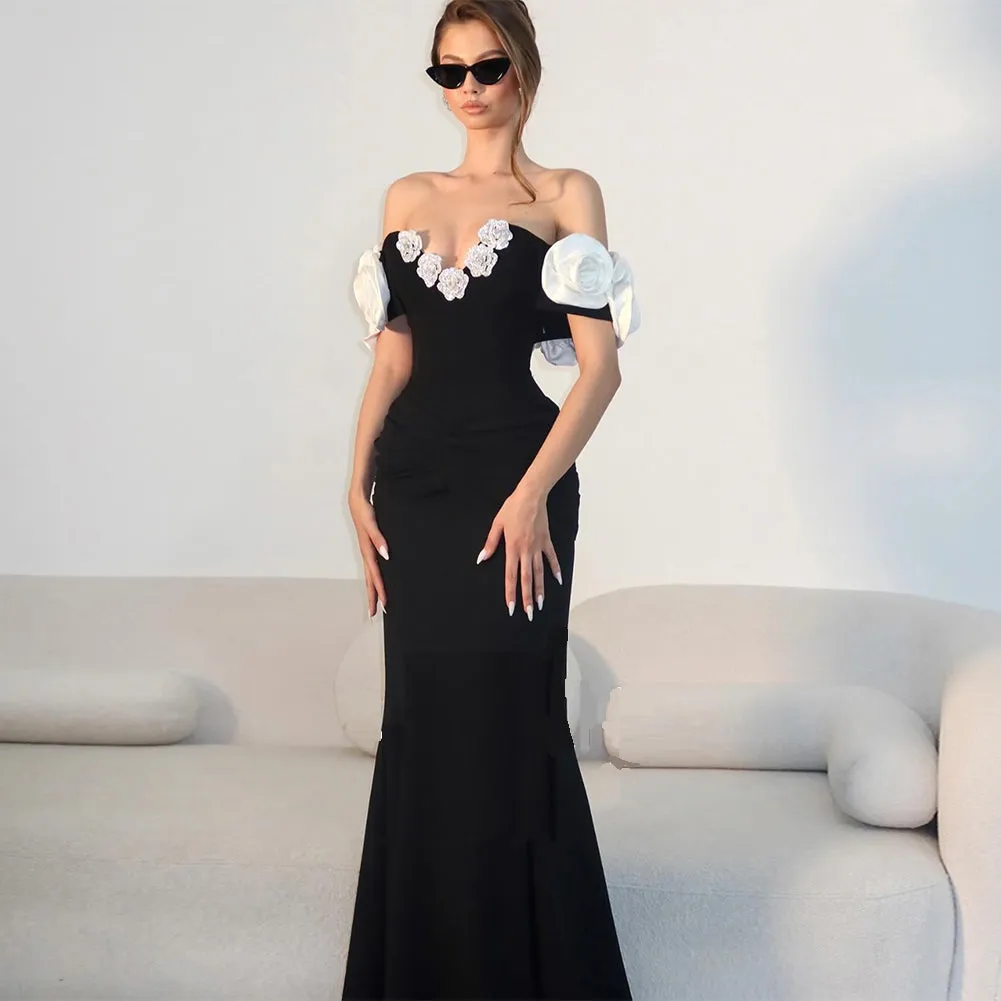 Off Shoulder Elegant Maxi Bandage Dress HL9823