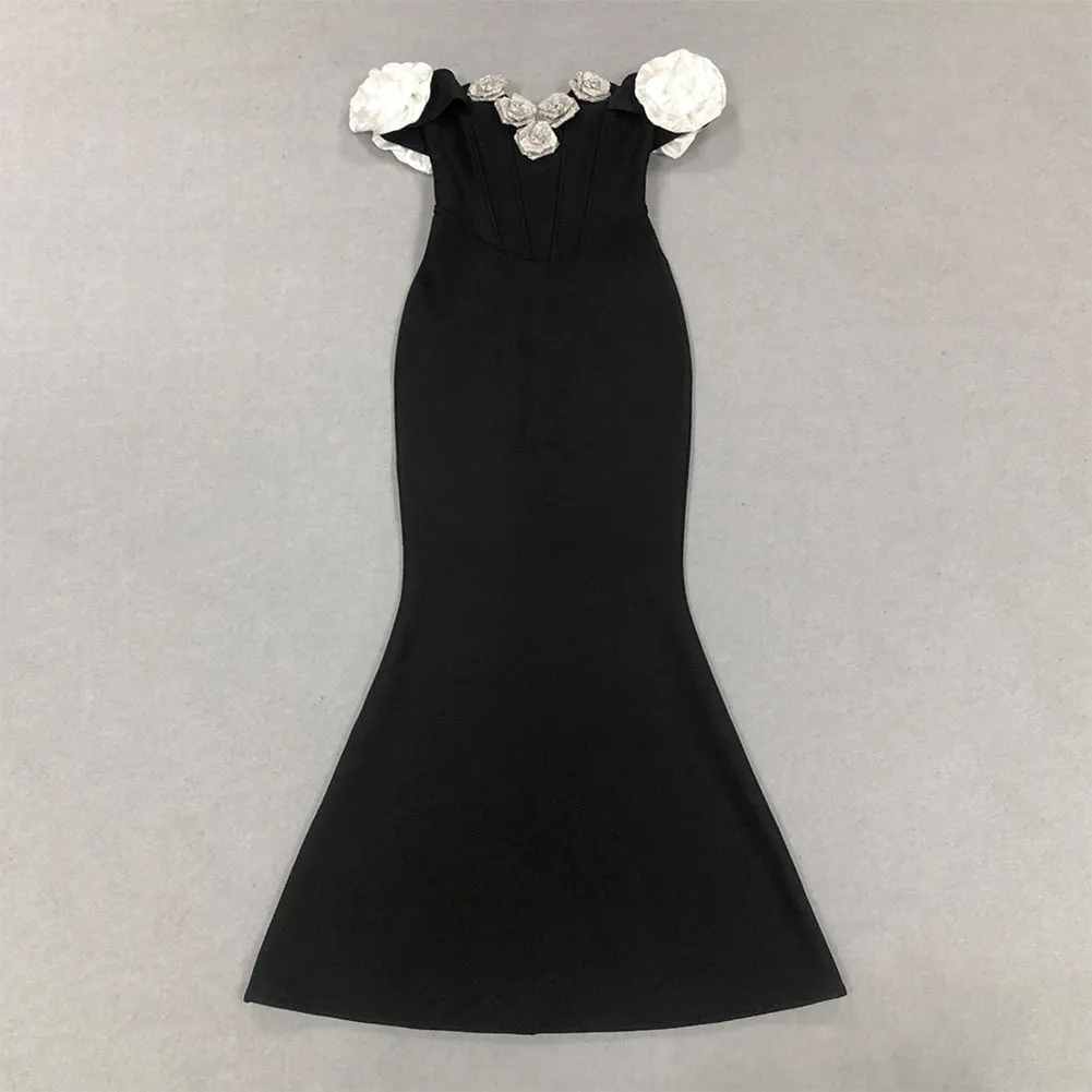 Off Shoulder Elegant Maxi Bandage Dress HL9823