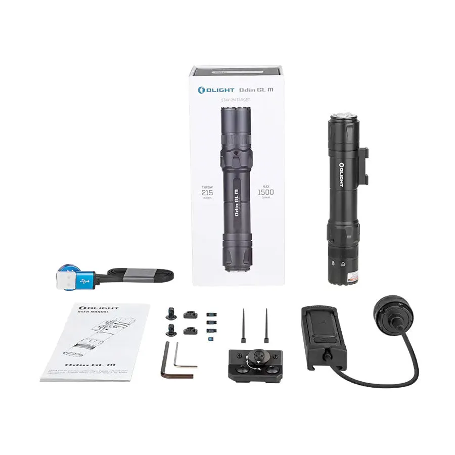 Olight Odin GL M Black 1500 Lumens Green Laser Tactical Rail Light