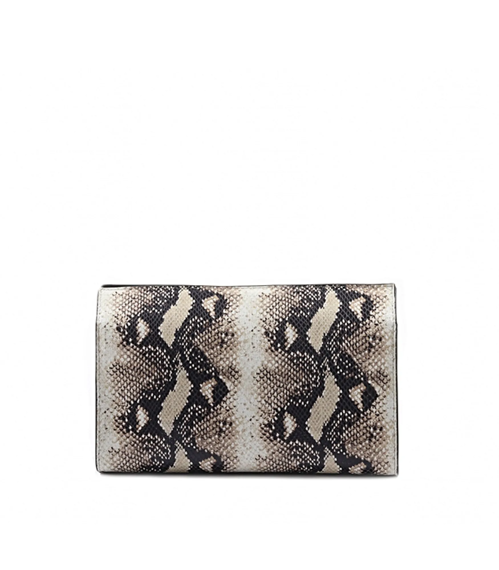 Ophelia Continental Clutch Leather Snake Printed - Rock Black