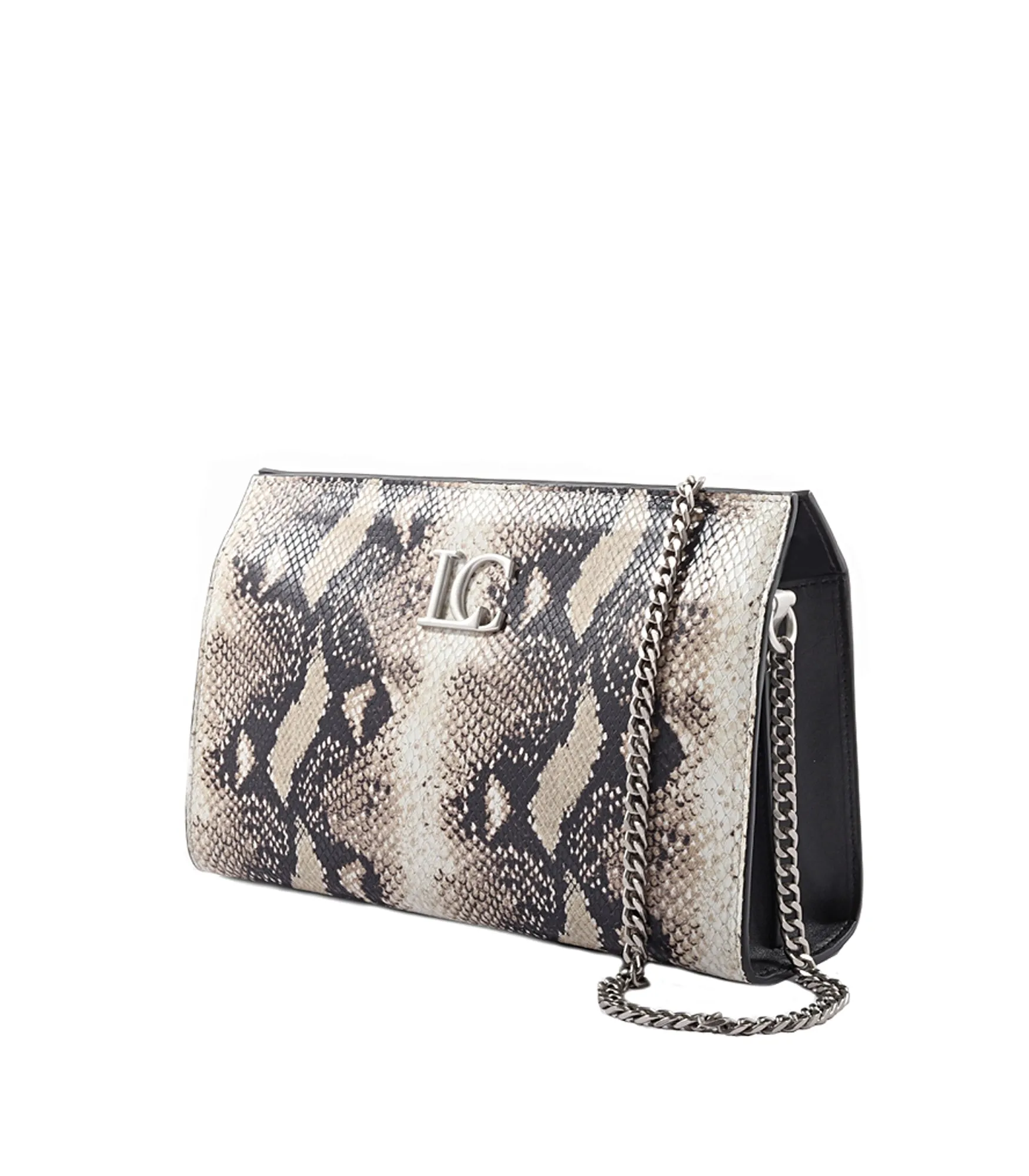 Ophelia Continental Clutch Leather Snake Printed - Rock Black