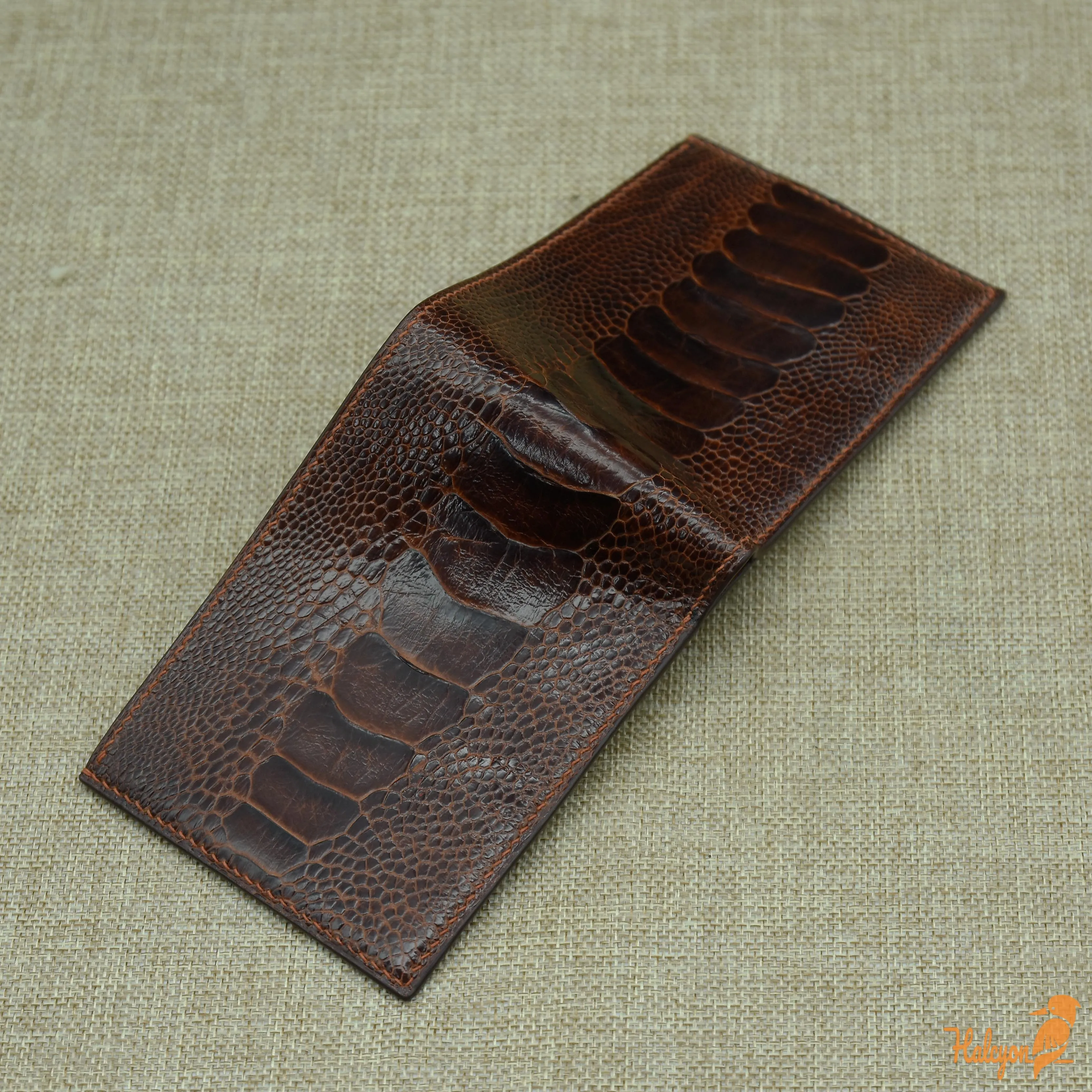 Ostrich Leg Leather bifold wallet