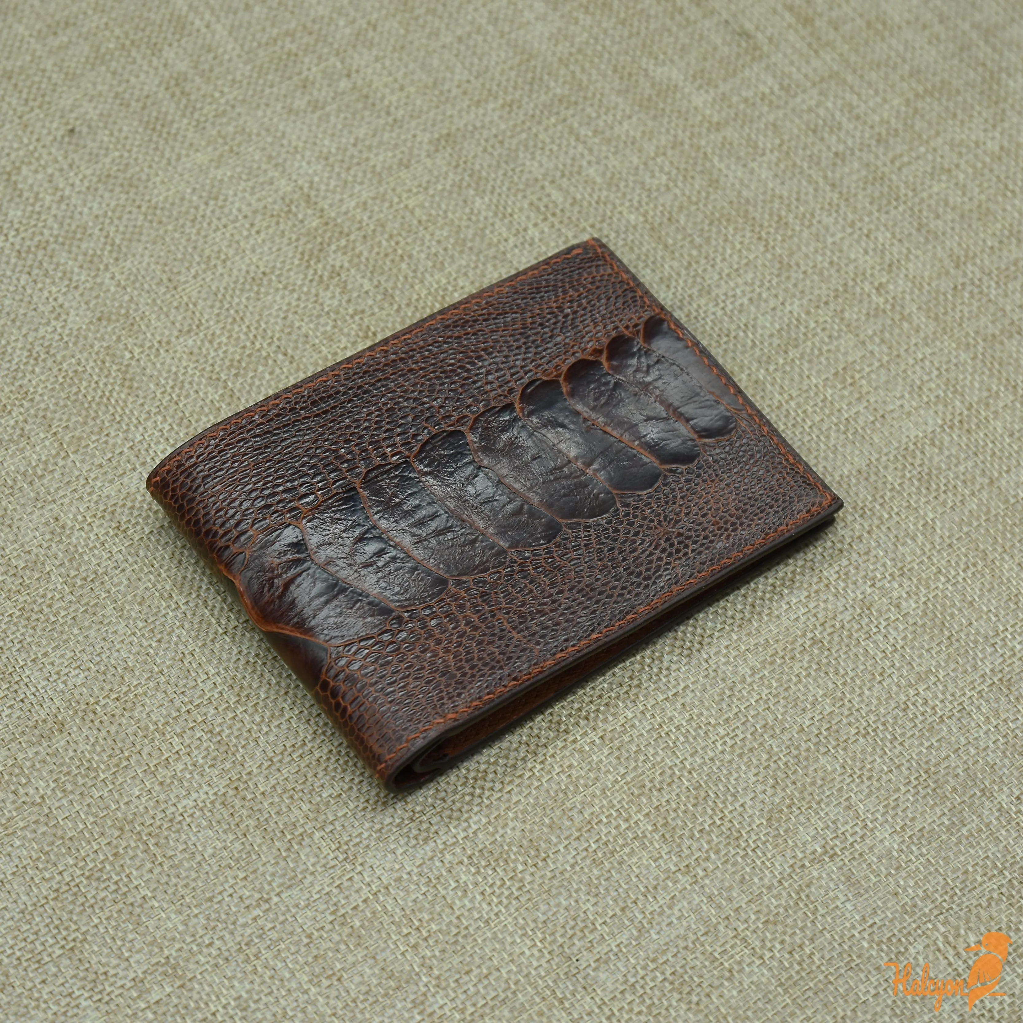 Ostrich Leg Leather bifold wallet