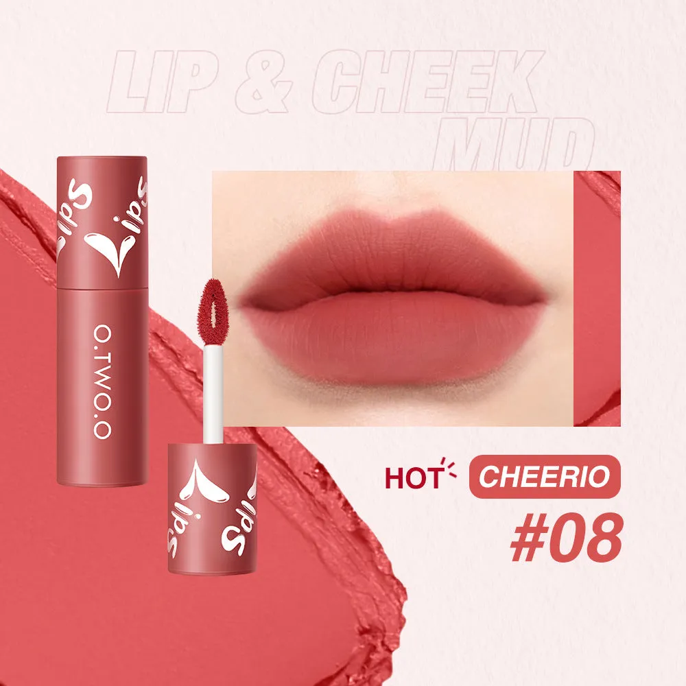 O.TWO.OLip Mud Matte Finish Lip and Cheek Dual-Use Blush Lipstick Air Lip Lacquer Longlasting lip gloss9144
