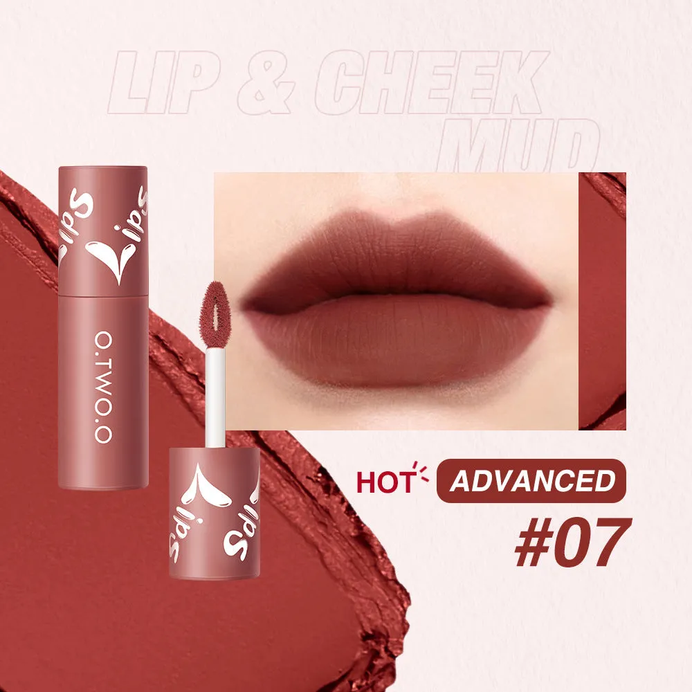 O.TWO.OLip Mud Matte Finish Lip and Cheek Dual-Use Blush Lipstick Air Lip Lacquer Longlasting lip gloss9144
