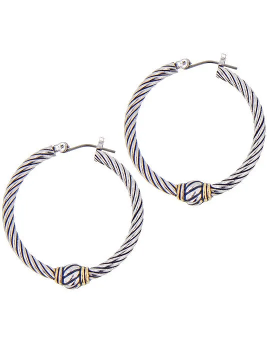 Oval Link Collection Large Twisted Wire Hoop Earrings