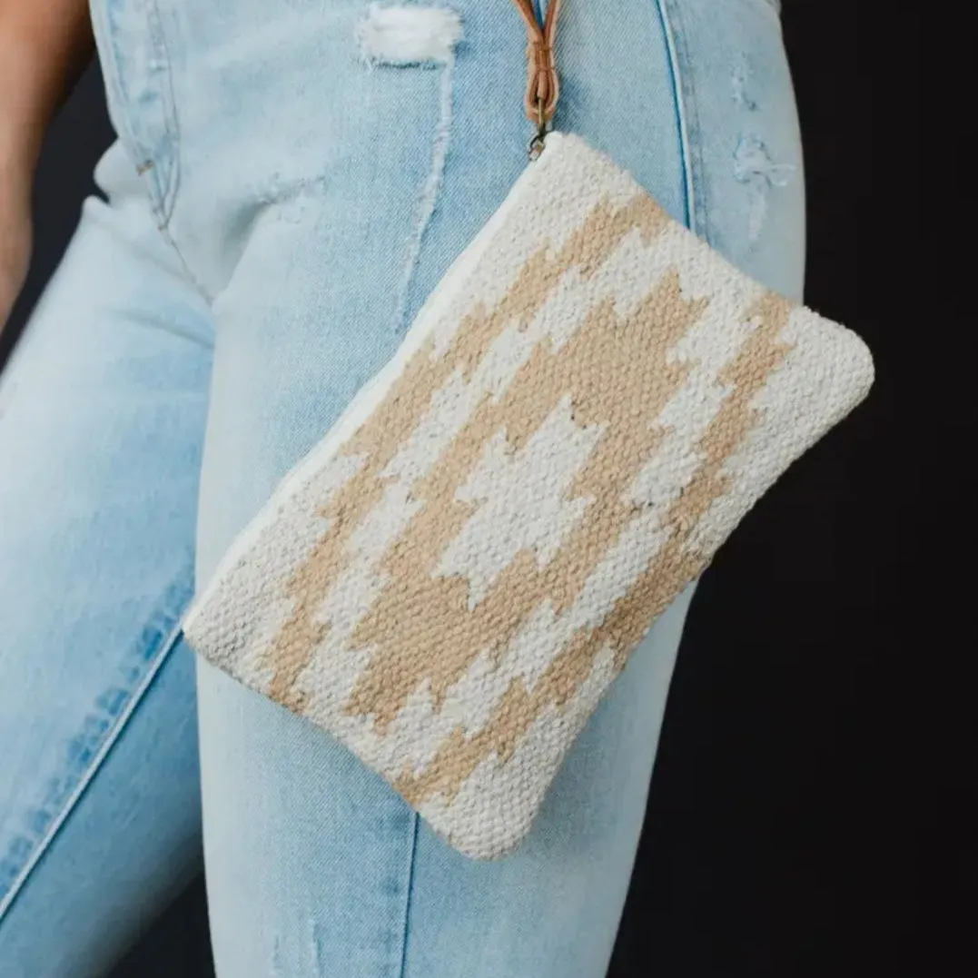 Panache Cream & Tan Aztec Wristlet